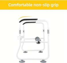 Toilet Safety Rail - Adjustable Detachable Toilet Safety Frame with Handles Heavy-Duty Toilet Safety Rails Stand Alone - Toilet Safety Rails for Elderly, Handicapped - Fits Most Toilets (White 01)