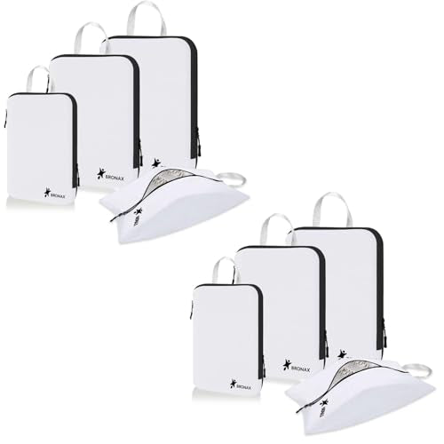 Compression Packing Cubes for Suitcase (white black 8pcs)