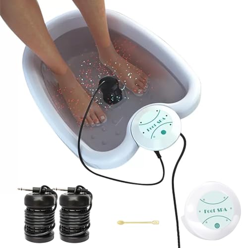 Ionic Foot Bath Detox Machine Upgrade Portable Ionic Foot Spa Bath with the array for Home Use Detox Foot Bath Negative Hydrogen System for Home Salon Spa (with 2 arrays)