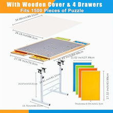 360° Tilting 1500 Piece Puzzle Board with Drawers Adjustable Angle & Height Adjustable Jigsaw Puzzle Board on Wheels with Legs Tilting Jigsaw Puzzle Table for Puzzle Lovers for Birthday ﻿ (Black)