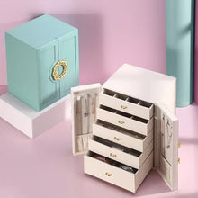 Jewelry Box for Women Girls Wife Ideal Gift, 2-5 Layer Jewelry Organizer Display Earrings Bracelets Rings Necklaces, PU Leather & Soft Velvet Lined (5-LAYER White01)