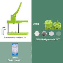 Button Maker Machine 58mm -Installation-Free DIY Photos Pin Badge Button Maker Press Machine Badge Punch Press with Free Badge Parts&Pictures&Circle Cutter (green-58mm)