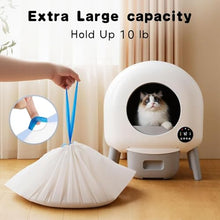Cat Litter Bags Compatible with Automatic Cat Litter Boxes, Self-Cleaning Cat Litter Box Liner Replacement Bags 20 Pieces Total -1 Roll of Drawstring Trash Bags, Heavy-Duty (cream white)