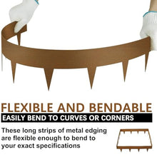 10M Corten Steel Pre-Rusted Garden Lawn Edging Border - 10-Pack Metal Landscape Edging Strips - Heavy Duty Hammer-in Corten Steel Rust Border with 11 Clips - 10M Total Length (Brown, 11.43cm/4.5'')