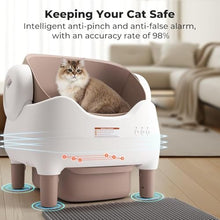 Open Top Automatic Cat Litter Box Self Cleaning Cat Litter Box for Multiple Cats-Large Smart Litter Boxes Electric Litter Box with APP Control, Safety Sensor (Champagne)