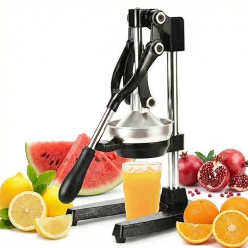 Manual Citrus Juicer - Handheld Orange Juice Squeezer, Durable Cast-Iron Lemon Squeezer - Heavy-Duty, Easy-to-Clean - Sturdy Manual Citrus Press & Orange Squeezer (black)