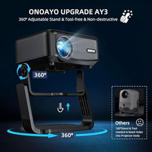 Mini Projector with WiFi and Bluetooth【Electric Focus/Auto Keystone】 Portable Bluetooth Projector, 1080P Support Movie - Auto Focus Rotatable Movie Phone Projector with 360° Adjustable Stand (Black)