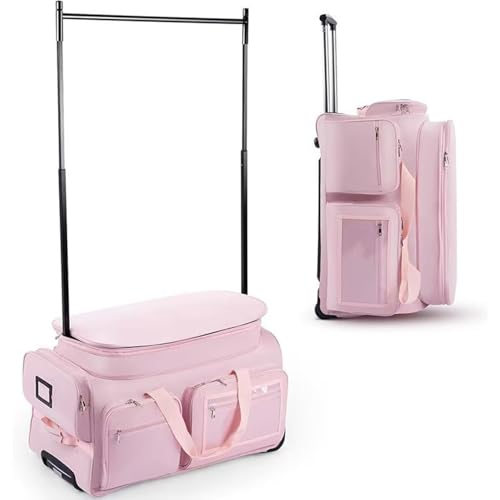 Dance Bag with Garment Rack Dance Competition Bag Rolling Dance Bag- Quick Privacy Changing Station, Easy Assembly, Ultra-Light Collection, Wear-Resistant for Dancers Livestreamer Athletes ﻿ (Pink)