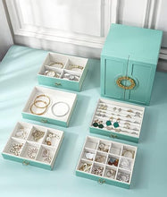 Jewelry Box for Women Girls Wife Ideal Gift, 2-5 Layer Jewelry Organizer Display Earrings Bracelets Rings Necklaces, PU Leather & Soft Velvet Lined (5-LAYER White01)