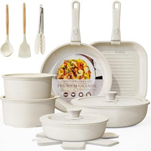 Nonstick Cookware Set 20-Pieces Pots and Pans Set Detachable Handles, Healthy & Non Toxic Kitchen Removable Handle Cookware Set, Dishwasher and Oven Safe, PFAS and PFOA Free (White02)