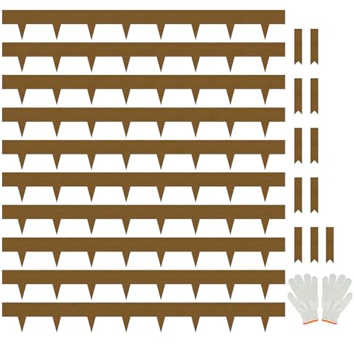 10M Corten Steel Pre-Rusted Garden Lawn Edging Border - 10-Pack Metal Landscape Edging Strips - Heavy Duty Hammer-in Corten Steel Rust Border with 11 Clips - 10M Total Length (Brown, 11.43cm/4.5'')