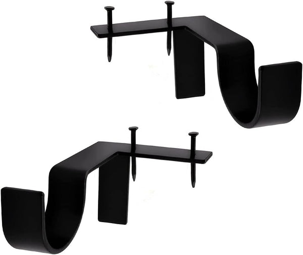 Black Tap Bracket - No Drill Curtain Rod Bracket 1" Curtain Rod, Heavy Duty Adjustable Curtain Rod Holders, Quick Hang No Damage Screwless Curtain Rods Brackets for Home Window and Door (Silver,2pcs)