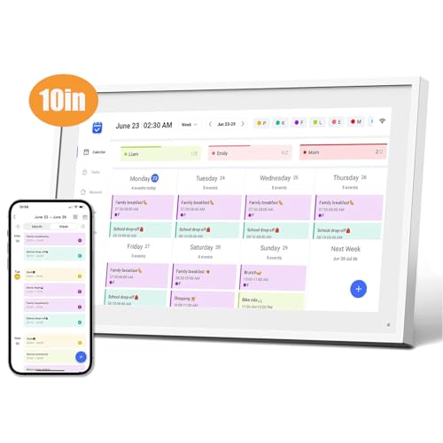 Digital Calendar 10.1inch Smart calendar & Full HD Chore Chart & Electronic Chart for Home, Smart WIFI Touchscreen Interactive Display for Family Schedules, Wall-Mounted (White, 10.1inch)