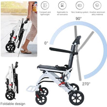 Folding Transport Lightweight Wheelchairs with Handbrake Ultralight Folding Travel Wheelchair Portable Compact Foldable Wheelchair for Adults, 8