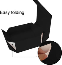 Gift Box with Lid, Collapsible Bridesmaid Magnetic Closure Proposal Box with Satin Ribbons, Sturdy Storage Box for Birthdays, Weddings, Christmas(Black, 24.1 x 17.8 x 7.7cm, 9.5 x 7 x 3 inchs)