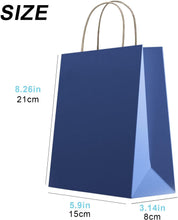 30 Pcs Blue Paper Party Favor Bags Bulk 15 x 8 x 21cm, 5.9 x 3.1 x 8.2 inches, Goodie Bags with Handles for Birthday, Wedding, Baby Shower, Party Supplies, Takeout/To Go Bags, Retail Bags