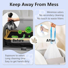 Cat Litter Bags Compatible with Automatic Cat Litter Boxes, Self-Cleaning Cat Litter Box Liner Replacement Bags 20 Pieces Total -1 Roll of Drawstring Trash Bags, Heavy-Duty (cream white)