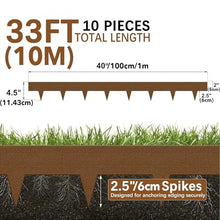 10M Corten Steel Pre-Rusted Garden Lawn Edging Border - 10-Pack Metal Landscape Edging Strips - Heavy Duty Hammer-in Corten Steel Rust Border with 11 Clips - 10M Total Length (Brown, 11.43cm/4.5'')