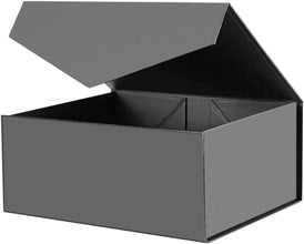 Gift Box with Lid, Collapsible Bridesmaid Proposal Box with Magnetic, Sturdy Storage Box for Birthdays, Weddings, Father's Day, Christmas (Silver grey,23 x 15 x 10,9 x 5.9 x 3.9 inches)