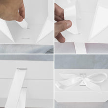 Gift Box with Lid, Magnetic Closure Collapsible Bridesmaid Proposal Box with Satin Ribbons, Sturdy Storage Box for Birthdays, Weddings, Christmas(White, 24.1 x 17.8 x 7.7cm, 9.5 x 7 x 3 inchs)