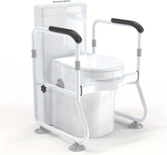 Toilet Safety Rail - Adjustable Detachable Toilet Safety Frame with Handles Heavy-Duty Toilet Safety Rails Stand Alone - Toilet Safety Rails for Elderly, Handicapped - Fits Most Toilets (White 01)