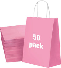 50 Pack Large Blue Paper Gift Bags with Handles, for Retail, Birthdays, Holidays, Bulk Blue Gift Bags, Blue Craft Bags, Blue Paper Bags with Handles, 26x12x32cm, 10.2