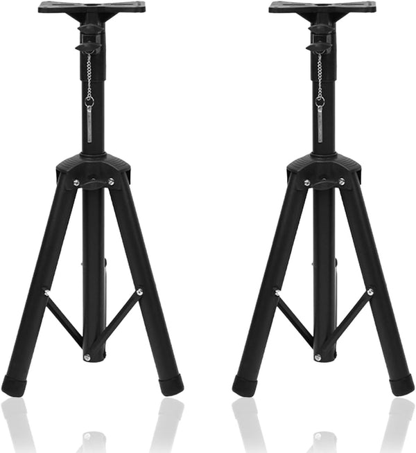 Height Adjustable Universal Dual Speaker Stand Set Studio Monitor Stands Speaker Tripod Design 35mm Compatible Secure Locking Sturdy Metal Construction Tension Locking for Stability(2Pcs,82-120CM)