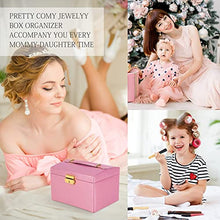 Jewelry Box for Women Girls Wife Ideal Gift, 2-5 Layer Jewelry Organizer Display Earrings Bracelets Rings Necklaces, PU Leather & Soft Velvet Lined (3-LAYER Pink02)