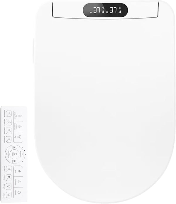 Electronic Bidet Toilet Seat, Heated Smart Toilet Seat with Wireless Remote Control (White U Style)