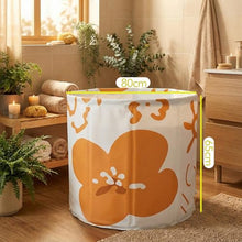 Portable Ice Bath Tub, Non-Inflatable Bathtub for Adults Foldable PVC SPA Japanese Soaking Bathing Tub & Standing Bath Tub - Fast Muscle Recovery, Home Outdoors Gyms (Orange Flower)