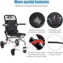 Folding Transport Lightweight Wheelchairs with Handbrake Ultralight Folding Travel Wheelchair Portable Compact Foldable Wheelchair for Adults, 8