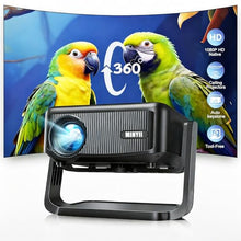 Mini Projector with WiFi and Bluetooth【Electric Focus/Auto Keystone】 Portable Bluetooth Projector, 1080P Support Movie - Auto Focus Rotatable Movie Phone Projector with 360° Adjustable Stand (Black)