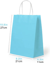 30 Pcs Light Blue Paper Party Favor Bags Bulk 21 x 11 x 27cm, 8.2 x 4.3 x 10.6inches, Goodie Bags with Handles for Birthday, Wedding, Baby Shower, Party Supplies, Takeout/To Go Bags, Retail Bags
