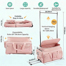 Dance Bag with Garment Rack Dance Competition Bag Rolling Dance Bag- Quick Privacy Changing Station, Easy Assembly, Ultra-Light Collection, Wear-Resistant for Dancers Livestreamer Athletes ﻿ (Pink)