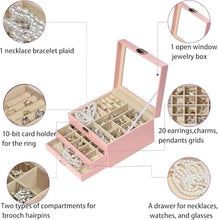 Jewelry Box for Women Girls Wife Ideal Gift, 2-5 Layer Jewelry Organizer Display Earrings Bracelets Rings Necklaces, PU Leather & Soft Velvet Lined (new pink)