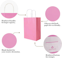 Rose Red kraft bags with handles Rose Red goodie bags bulk Rose Red bags with handles bulk Rose Red shopping bags with handles Stylish Kraft Paper Gift Bags Multipurpose Bag, Rose Red, 30pc,21x11x27cm