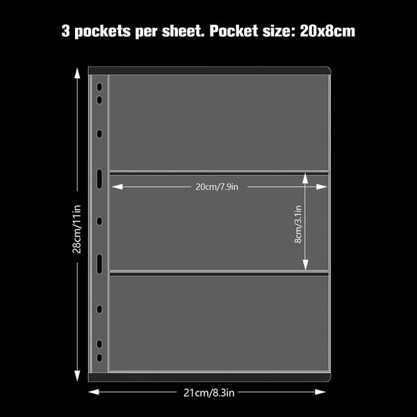 15-Sheet Pack Money Binder with 3-Pocket Dollar Bill Sleeves Currency Album Sheet Protectors for 3 Ring Binder Durable and Acid-Free for Collection Album Refills (Currency Sleeves, 45 Pockets)