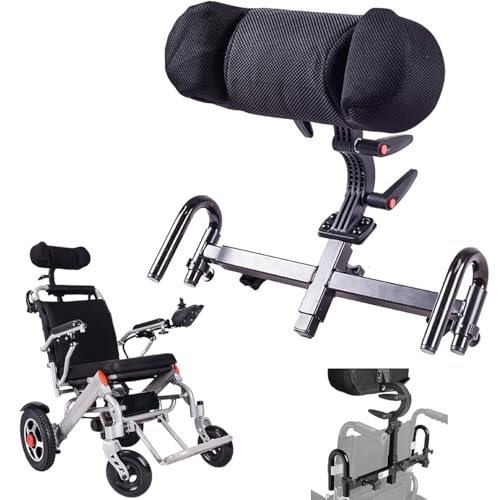 Wheelchair Headrest Adjustable Breathable Wheelchairs Neck Support Head Pillow Portable Seat Back Cushion Pillow Head Padding Wheelchair Headrest Backrest for Universal Lightweight Wheelchairs (black)
