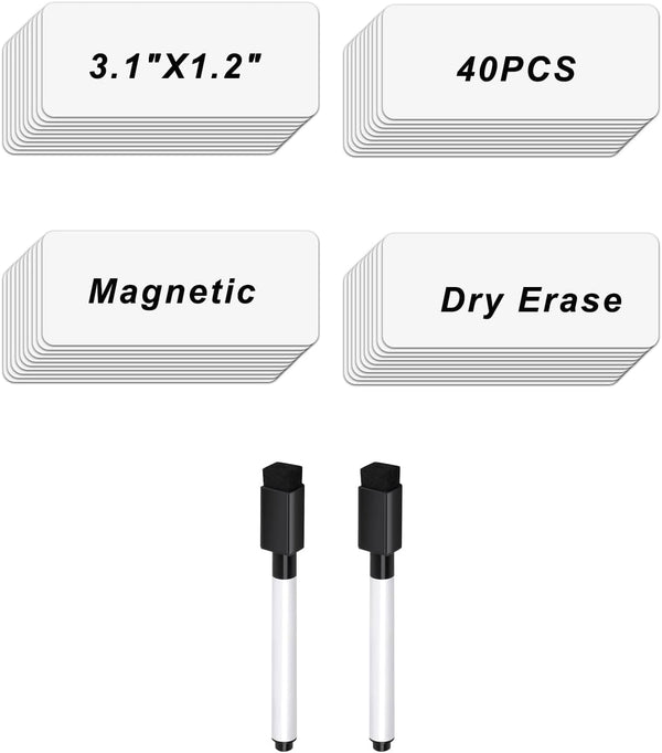 40pcs Dry Erase Magnetic Labels,Waterproof/Reusable Sticky Notes,Magnetic Notepads for Refrigerator,Dry Erase Magnetic Sheets,Blank Magnet Stickers to Write for Office,Education,Fridge,Shelves,Cabinet