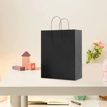 50 Pack Small Black Paper Gift Bags with Handles, Great for Birthdays, Parties, Crafts, Bulk Black Gift Bags, Small Black Kraft Bags, Black Gift Bags with Handles, 15x8x21cm, 5.9