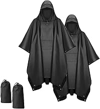 Hooded Rain Poncho Waterproof Raincoat Jacket for Men Women Adults Waterproof Lightweight Raincoat for Hiking Camping Emergency