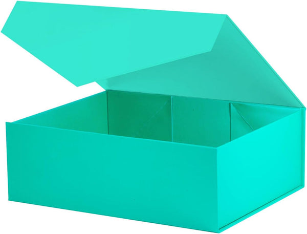 Gift Box with Lid, Collapsible Bridesmaid Proposal Box with Magnetic, Sturdy Storage Box for Birthdays, Weddings, Father's Day, Christmas(turquoise,23 x 15 x 10,9 x 5.9 x 3.9 inches)