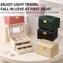 Jewelry Box for Women Girls Wife Ideal Gift, 2-5 Layer Jewelry Organizer Display Earrings Bracelets Rings Necklaces, PU Leather & Soft Velvet Lined (3-LAYER Beige crocodile pattern)