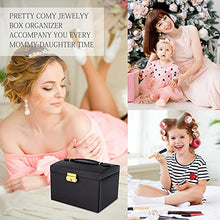 Jewelry Box for Women Girls Wife Ideal Gift, 2-5 Layer Jewelry Organizer Display Earrings Bracelets Rings Necklaces, PU Leather & Soft Velvet Lined (3-LAYER Black02)