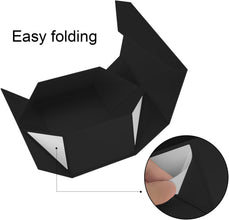 Gift Box with Lid, Collapsible Bridesmaid Proposal Box with Magnetic, Sturdy Storage Box for Birthdays, Weddings, Father's Day, Christmas(Black,35 x 23 x 10,13.7 x 9 x 3.9 inches)