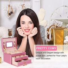 Jewelry Box for Women Girls Wife Ideal Gift, 2-5 Layer Jewelry Organizer Display Earrings Bracelets Rings Necklaces, PU Leather & Soft Velvet Lined (3-LAYER Pink02)