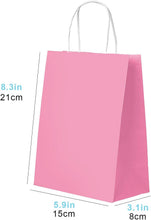 50 Pack Small Rose Red Paper Gift Bags with Handles, Great for Valentine's Day Party Favors Crafts Bulk Gift Bags Rose Red Kraft Bags Small Rose Red Gift Bags, 15x8x21cm, 5.9