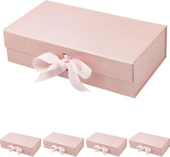 5Pcs Luxury White Gift Box with Ribbon, Bridesmaid Proposal Box for Gifts, Keepsake Cute Box Birthday Box Bridesmaid Boxes for Proposal, Gift Boxes with Lids for Presents (White, 33x27x12, 5PCS)