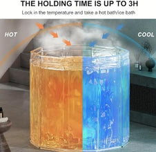 Portable Ice Bath Tub, Non-Inflatable Bathtub for Adults Foldable PVC SPA Japanese Soaking Bathing Tub & Standing Bath Tub - Fast Muscle Recovery, Home Outdoors Gyms (Orange Flower)