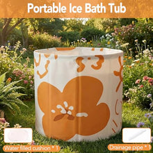Portable Ice Bath Tub, Non-Inflatable Bathtub for Adults Foldable PVC SPA Japanese Soaking Bathing Tub & Standing Bath Tub - Fast Muscle Recovery, Home Outdoors Gyms (Orange Flower)